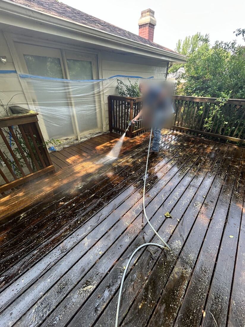 Stripping old stain off a deck