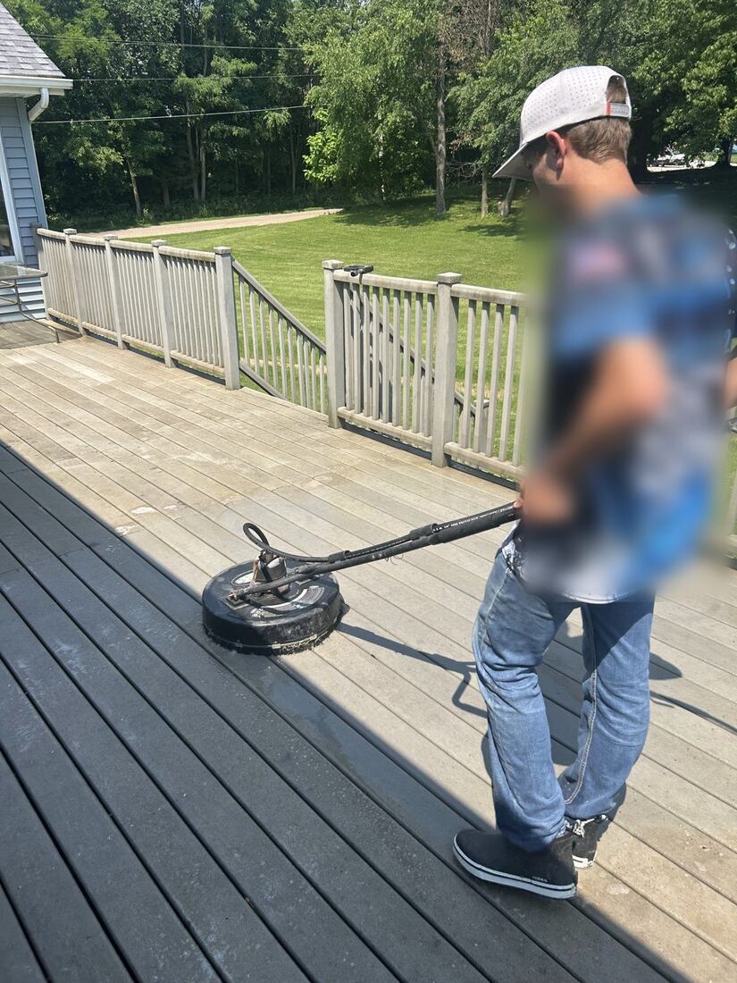 Surface cleaner on deck boards