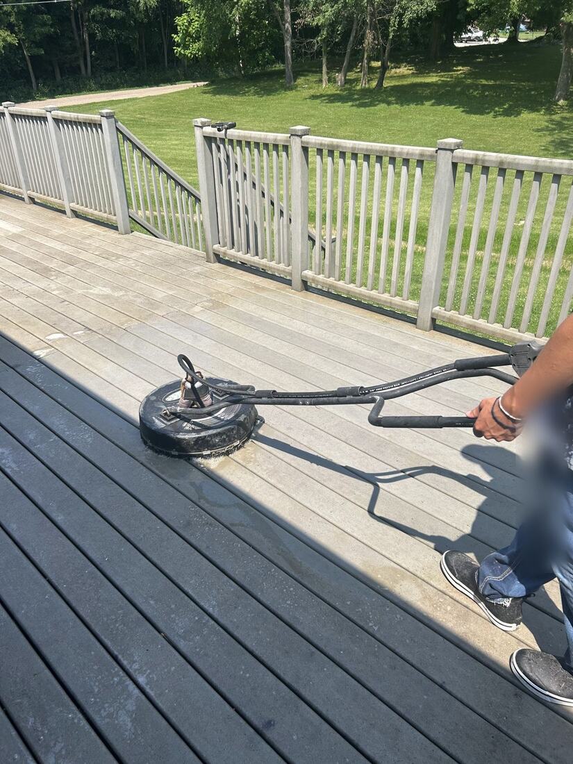 Cleaning a painted deck