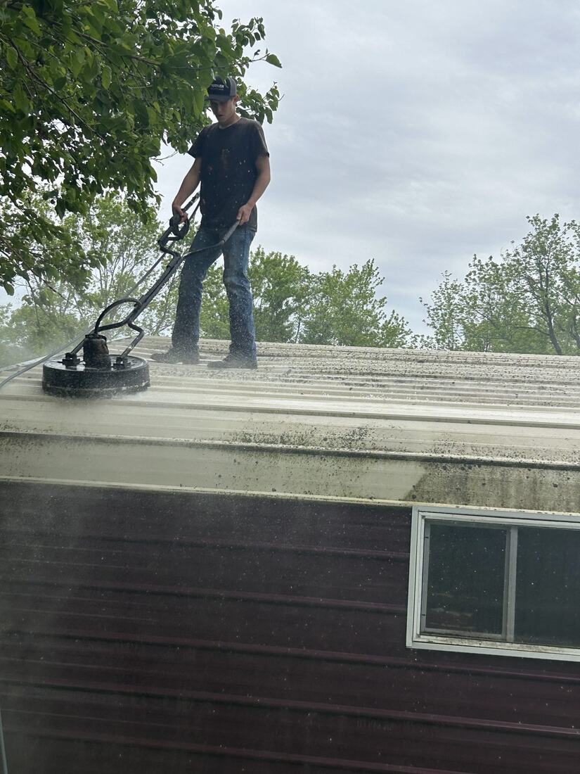 Surface cleaner on a low-slope roof